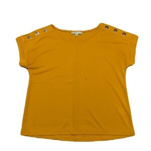 Cleo Petites Mustard Yellow Top with Shoulder Buttons - Size M